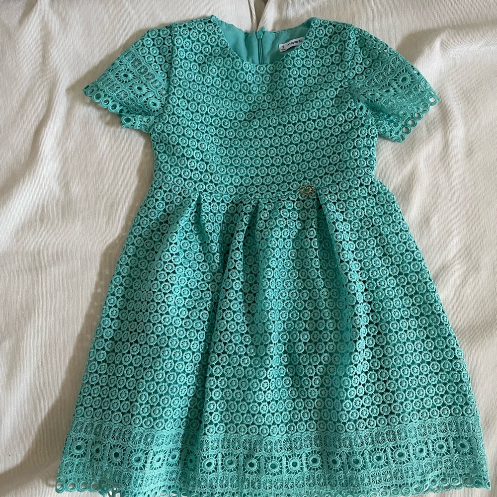 Elegant Teal Lace Kids Dress